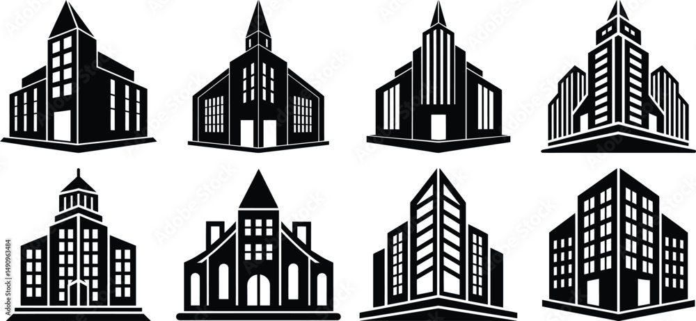 Fototapeta premium vector illustration of a Building icon silhouette