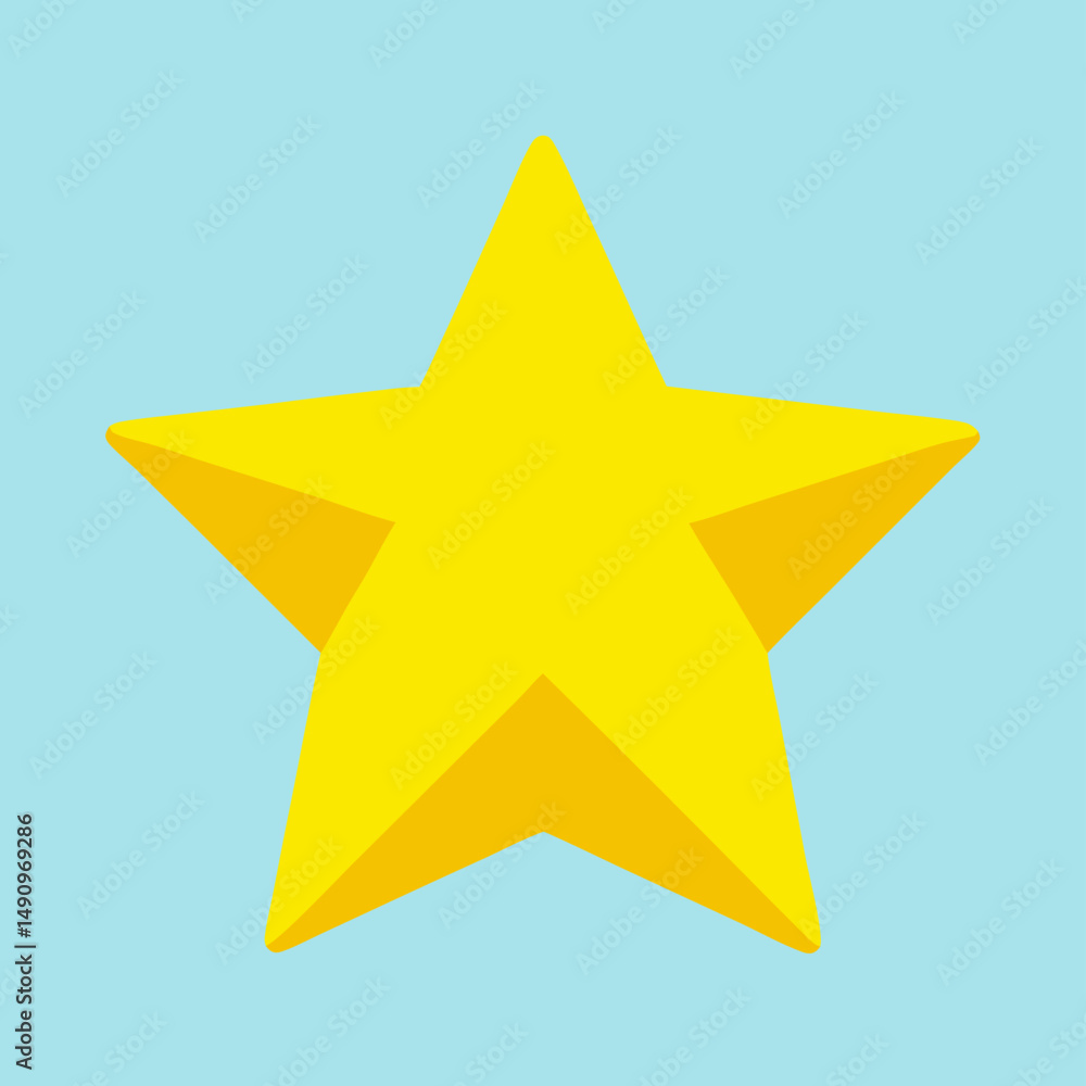 Obraz premium Yellow Five-Pointed Star Icon on Light Blue Background