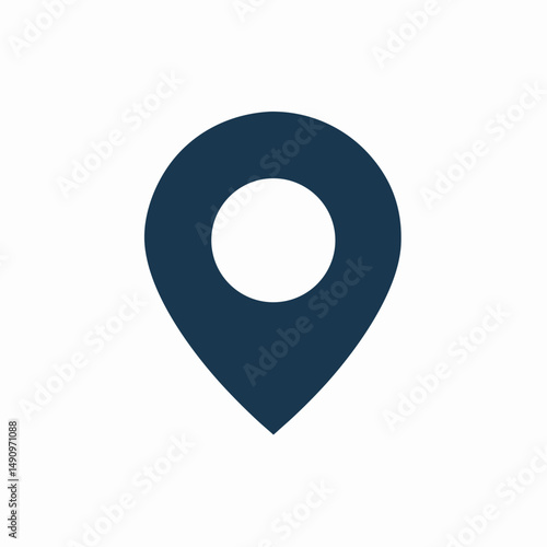 Dark Blue Location Pin Icon, Map Marker Symbol