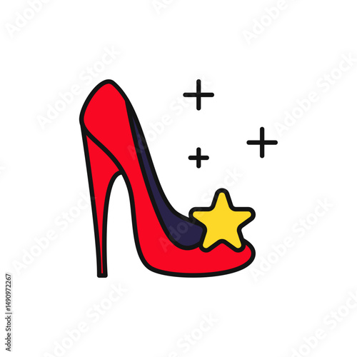 
Abstract Heel Icon with Colorful Patterns, Fashion Art.