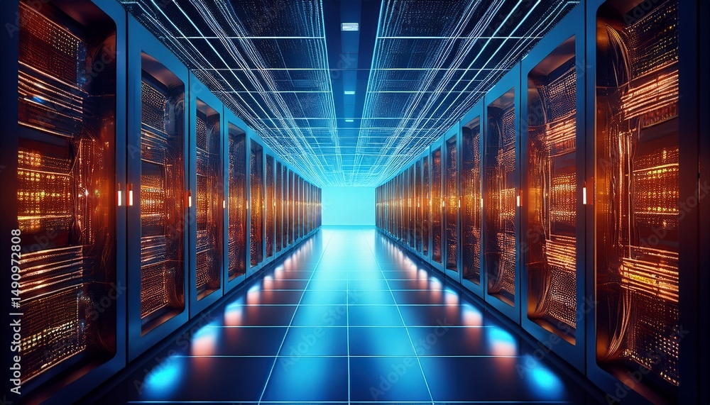 Obraz premium llm server room ai big data concept artificial intelligence ai