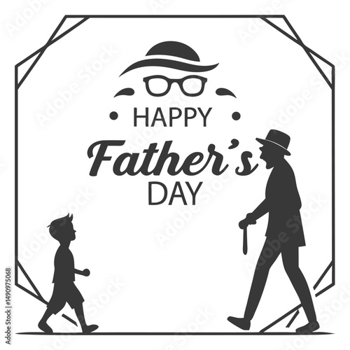 Happy fathers day son walking with dad