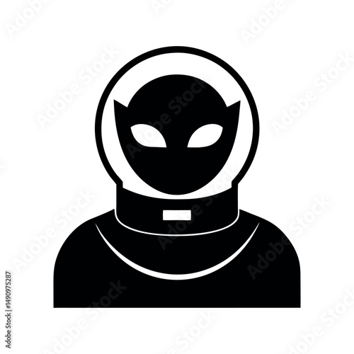 Astronaut Space Cat Black Silhouette Vector Illustration