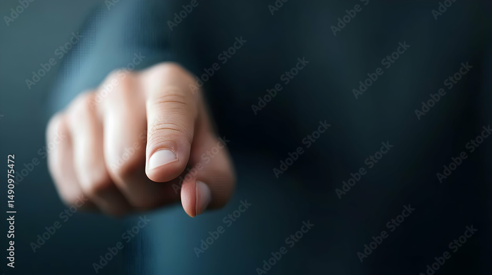 Naklejka premium Close-up of a Finger Pointing at a Blurred Digital Interface