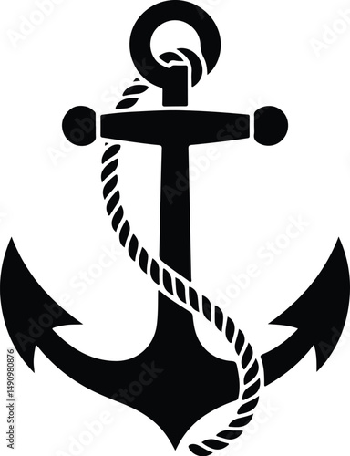 Anchor Icon Silhouette Set – Nautical, Marine, Sea Vector Pack Black Anchor Silhouettes – Maritime Symbols for Sailor and Ocean Themes