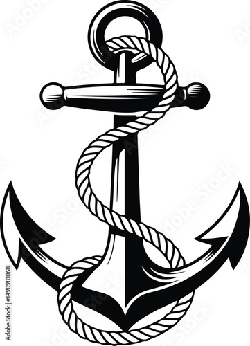 Anchor Icon Silhouette Set – Nautical, Marine, Sea Vector Pack Black Anchor Silhouettes – Maritime Symbols for Sailor and Ocean Themes