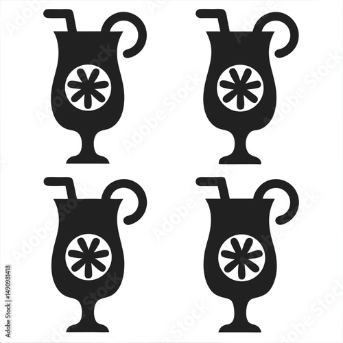 Iced Tea Stylish Vector Icon Set for Apps