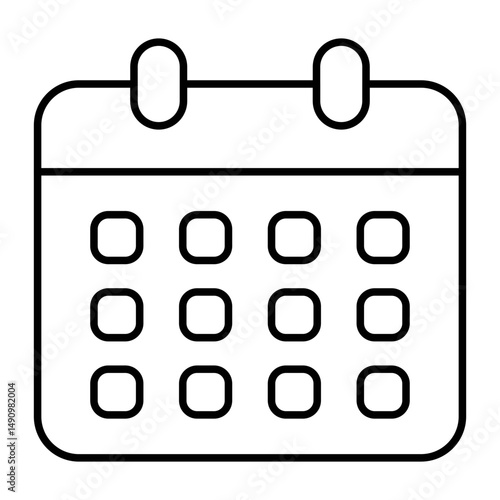 Wall Calendar Page with Date Boxes Icon Vector
