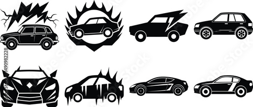 set of cars white background