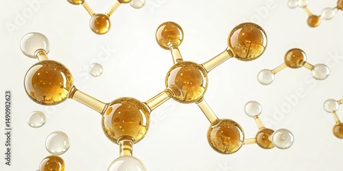 Fototapeta Naklejka Na Ścianę i Meble -  Elegant Molecular Aesthetics - 3D molecular visualization of panthenol showcasing its structure and properties in a floating design. Ideal for scientific and educational use.