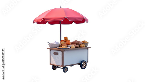 Street Vendor Selling Food Under Tarp During Rainy Weather