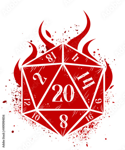 Vintage RPG d20 dice – vector illustration