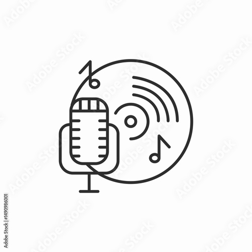 microphone record notes icon sign vector