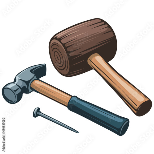 Cartoon hammer collection isolated vector illustration