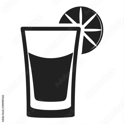 Minimalist Tequila Shot Glass with Lime Wedge Set