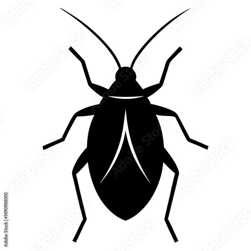 Simple Black Cockroach Silhouette Illustration
