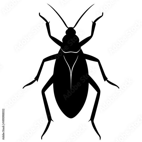 Black Silhouette of a Cockroach Insect Vector Illustration