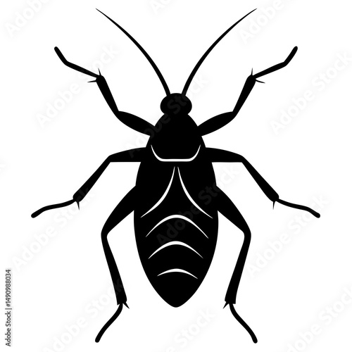 Black Silhouette of a Cockroach Insect Illustration