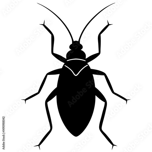 Black Silhouette of a Cockroach Insect Illustration