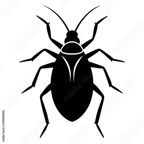 Black Silhouette of a Cockroach Insect Icon