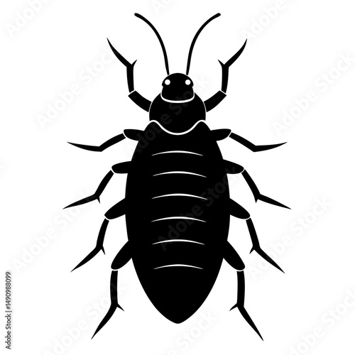 Black Silhouette of a Cockroach Insect Illustration