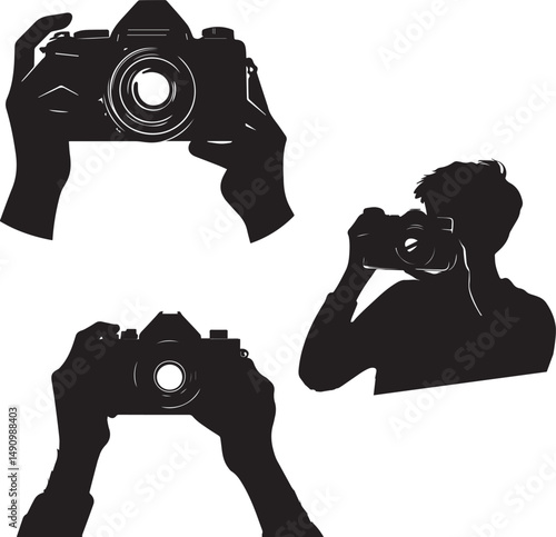 Silhouette of Person Holding a camera vector