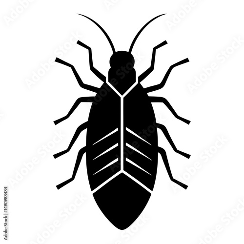 Stylized Black Cockroach Icon Illustration