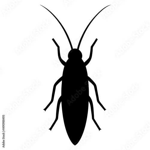 Simple Black Silhouette of a Cockroach Insect