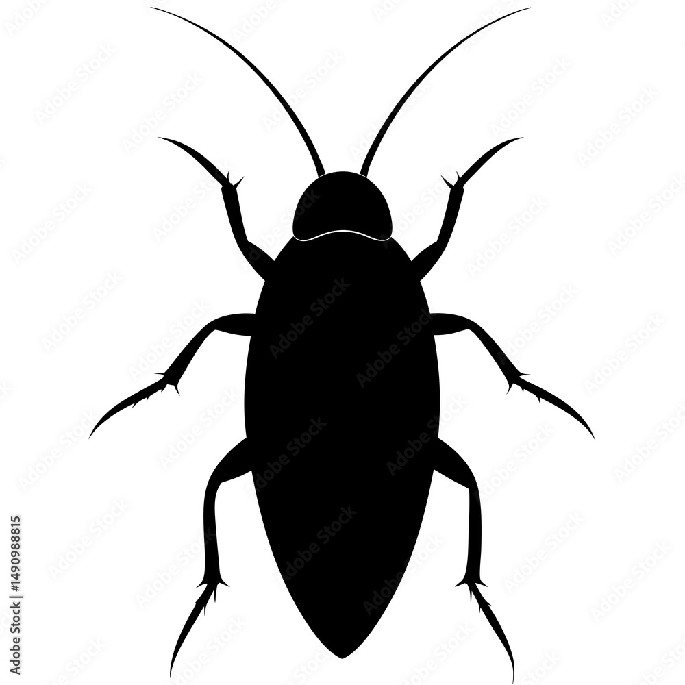 Black Cockroach Silhouette Illustration Vector Graphic Black Cockroach Silhouette Illustration Vector Graphic