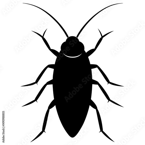 Black Silhouette of a Cockroach Insect Illustration
