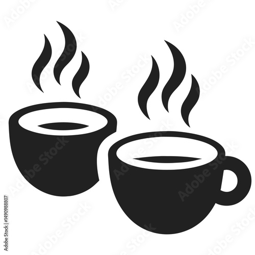 Vector Filled Coffee Cups with Steam Rising