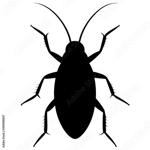 Black Silhouette of a Cockroach Insect Illustration