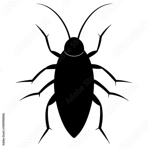 Black Silhouette of a Cockroach Insect Illustration