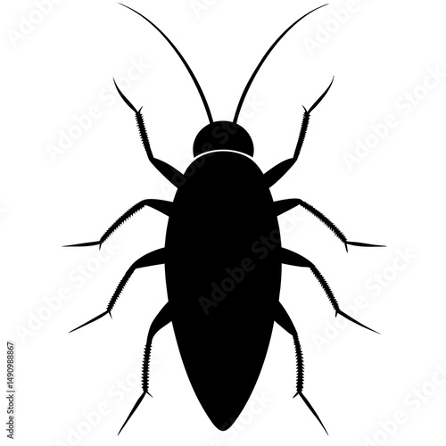 Black Silhouette of a Cockroach Insect Illustration