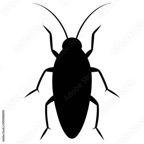 Simple Black Silhouette of a Cockroach Insect