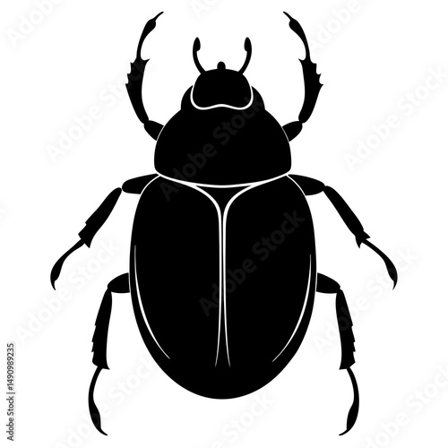 Black Silhouette of a Scarab Beetle Illustration