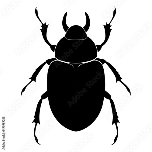 Black Silhouette of a Scarab Beetle Illustration