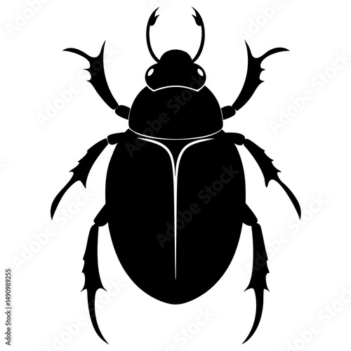 Black Silhouette of a Scarab Beetle Illustration