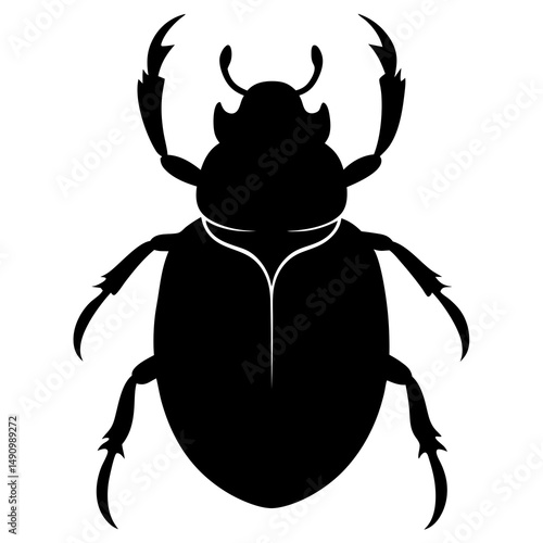 Black Silhouette of a Scarab Beetle Illustration