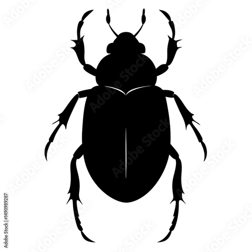 Black Silhouette of a Large Scarab Beetle