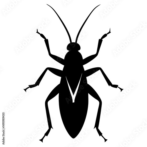 Black Silhouette of a Cockroach Insect Vector Illustration