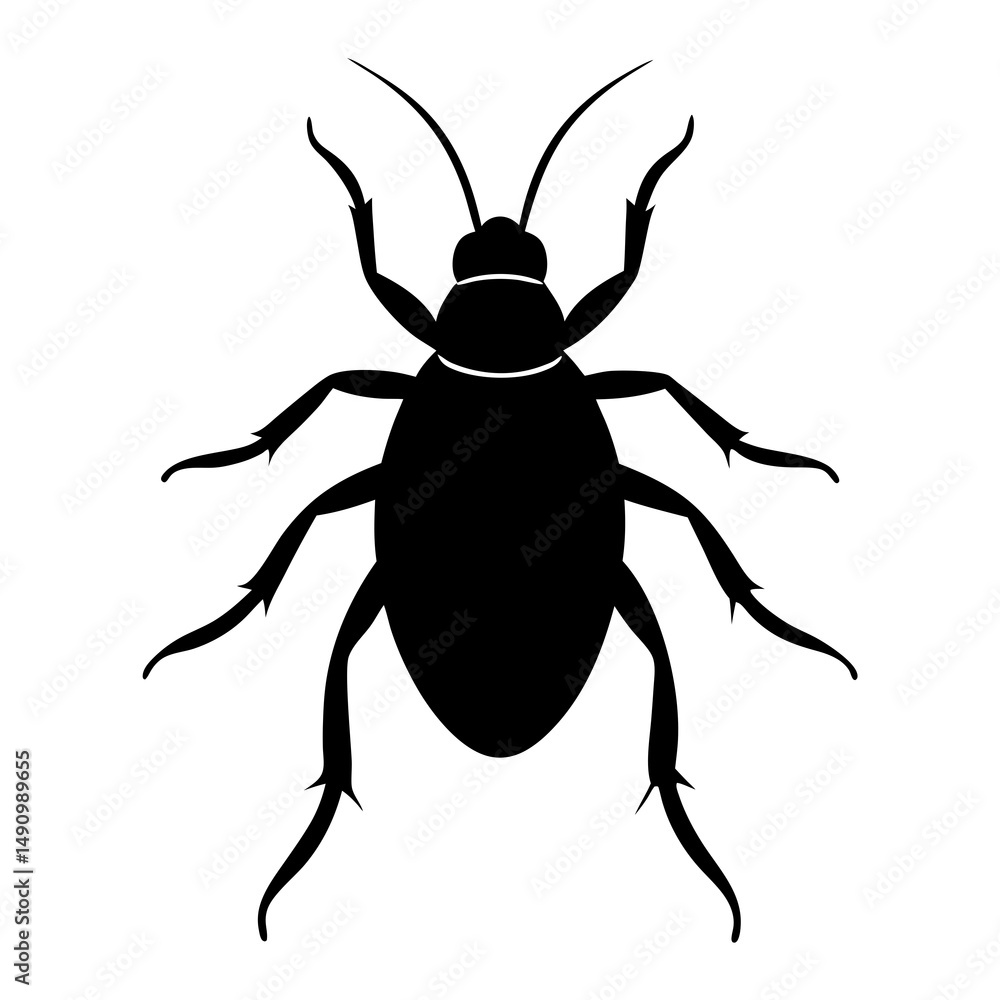 Black Silhouette of a Cockroach Insect Illustration Black Silhouette of a Cockroach Insect Illustration
