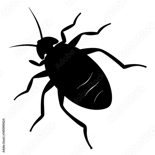 Black Silhouette of a Cockroach Insect Pest