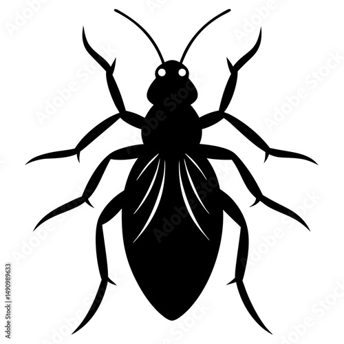 Stylized Black Silhouette of a Cockroach Insect
