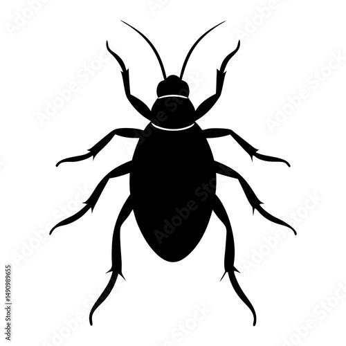 Black Silhouette of a Cockroach Insect Illustration