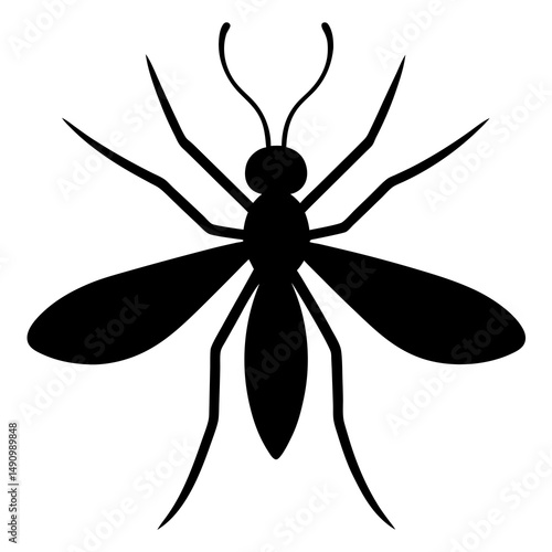 Simple Black Silhouette of a Mosquito Insect