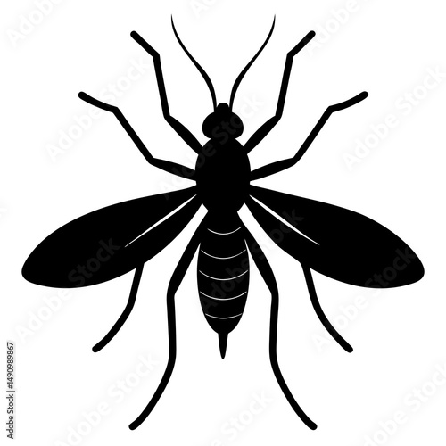 Black Silhouette of a Mosquito Insect Vector Illustration