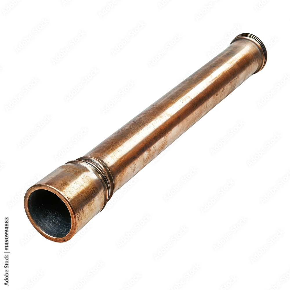 One Metal Pipe Isolated on white transparent background, cutout One Metal Pipe Isolated on white transparent background, cutout