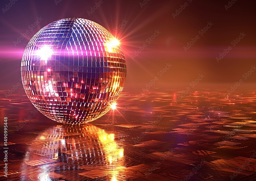 Obraz premium Disco ball on reflective surface