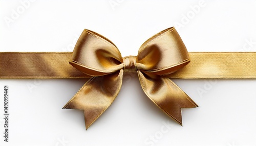 elegant golden bow neutral gift decoration for any occasion isolated on white background
